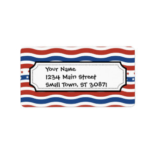 Patriotic Stars Stripes Freedom Flag Fourth of Jul Label