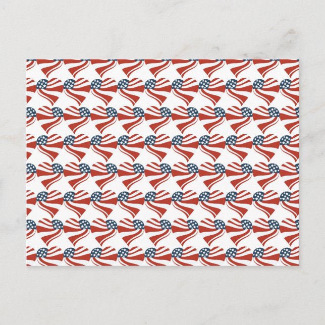 Patriotic Stars Stripes Freedom Flag Hearts 4th of Postcard (Front)