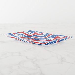 Patriotic Stars & Stripes Glass Trinket Dish