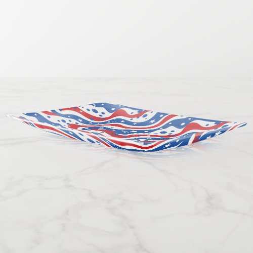 Patriotic Stars  Stripes Glass Trinket Dish