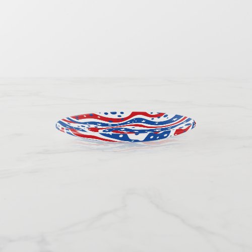 Patriotic Stars  Stripes Glass Trinket Dish