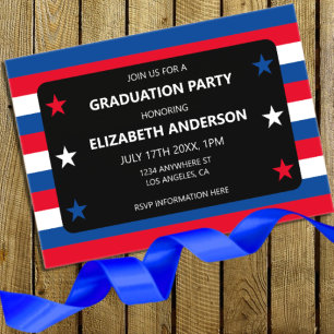 Patriotic Stars & Stripes Graduation Acrylic Invitations