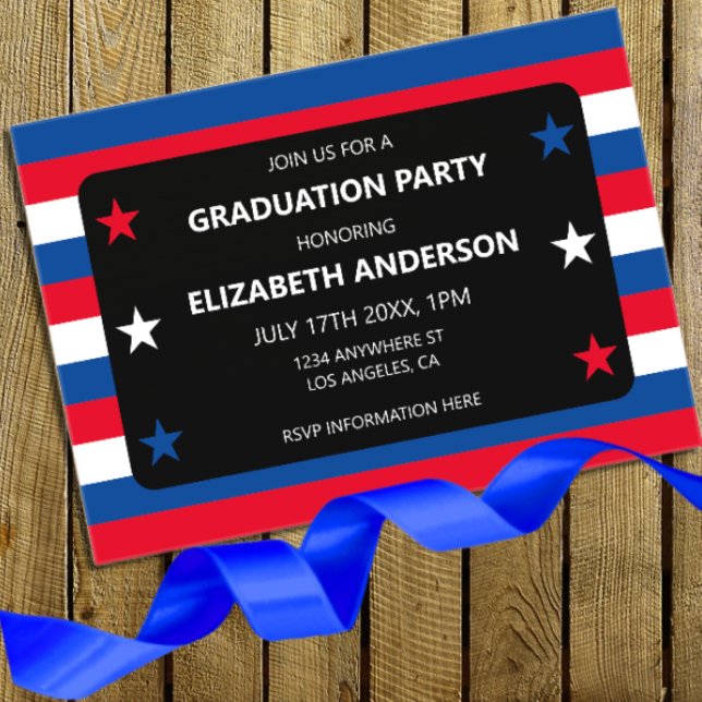 Patriotic Stars & Stripes Graduation Acrylic Invitations (Creator Uploaded)