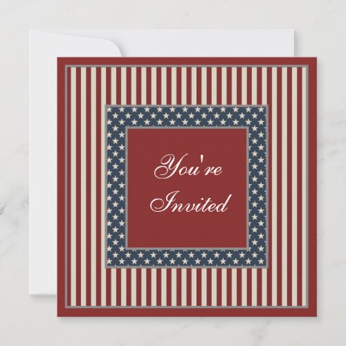 Patriotic Stars &amp; Stripes July 4th Party Invites