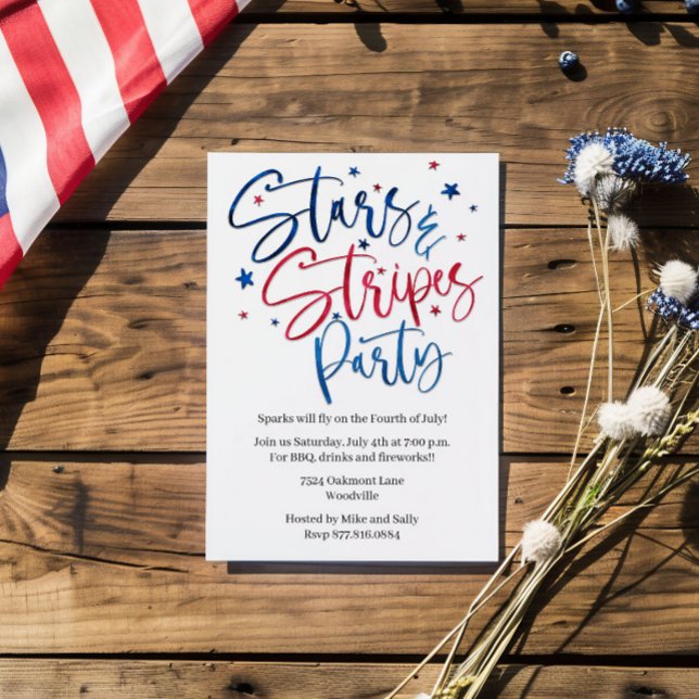 Patriotic Stars & Stripes Party - Red, White, Blue Invitation (Creator Uploaded)