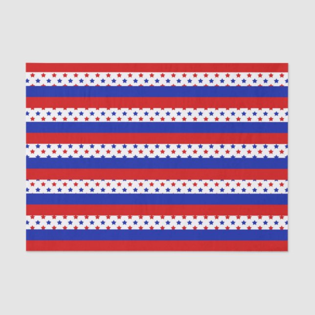 Patriotic stars stripes pattern party tissue paper (Front)