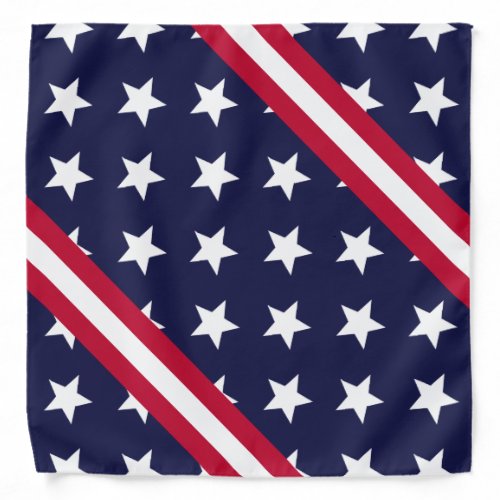 Patriotic Stars  Stripes Red White Blue Bandana