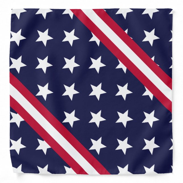 Patriotic Stars & Stripes Red, White, Blue Bandana (Front)