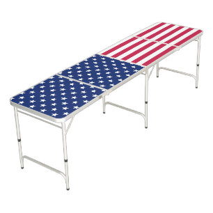 Patriotic Stars Stripes Red White Blue Game Beer Pong Table