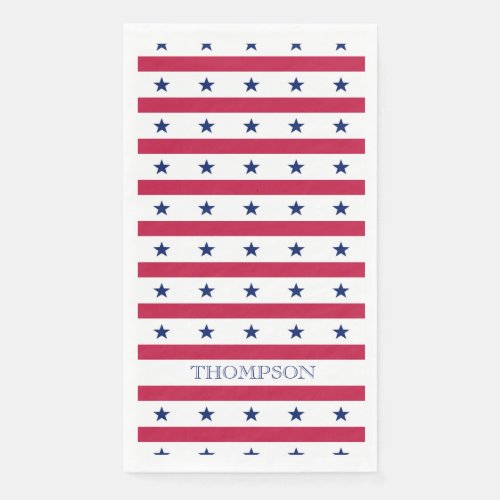 Patriotic Stars Stripes Red White Blue Name Paper Guest Towels