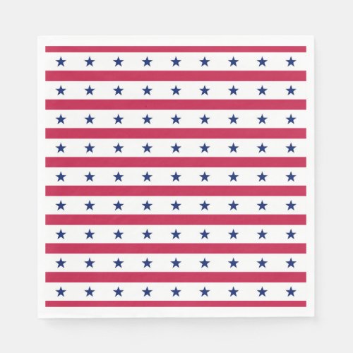 Patriotic Stars  Stripes Red White Blue USA Napkins