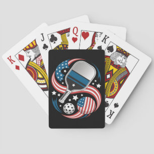 Patriotic Stars Stripes USA Flag Pickleball Poker Cards