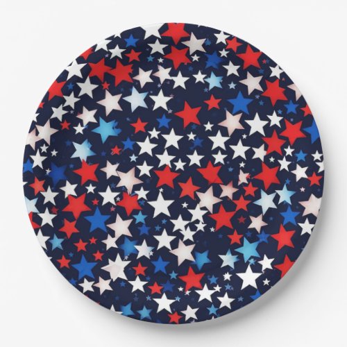 Patriotic Stars Veterans Day Paper Plates