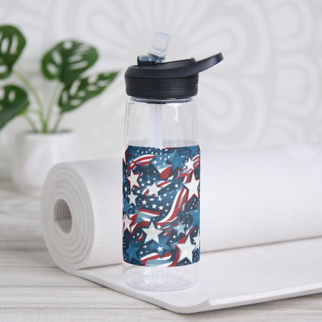 Patriotic Stars Water bottle (Yoga (Rotated))