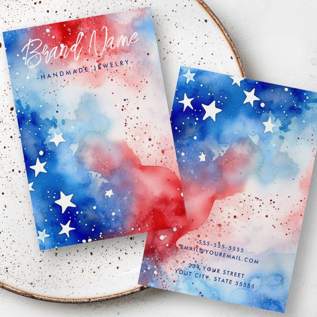 Patriotic stars watercolor earring display card (Patriotic stars watercolor earring display card)