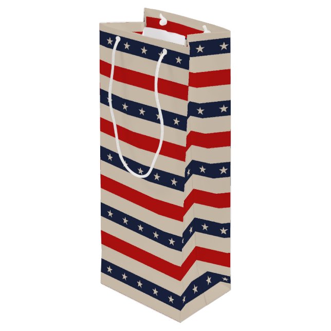 Patriotic Stars Wine Gift Bag (Back Angled)