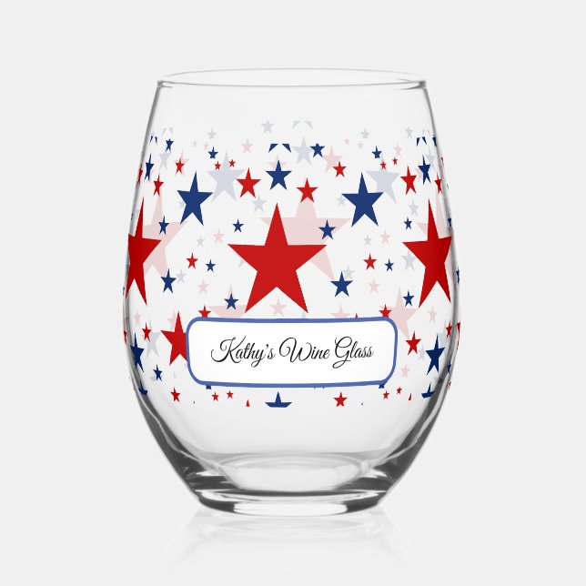 Patriotic Stars Wine Glass (Front)