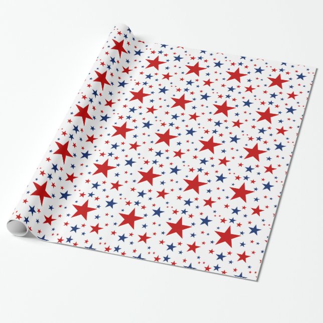 Patriotic Stars Wrapping Paper (Unrolled)