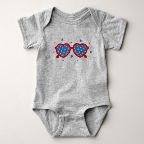 Patriotic State Love Hear Sunnies USA T_Shirt Baby Bodysuit