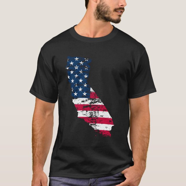 Patriotic State Of California Usa Flag For T-Shirt (Front)