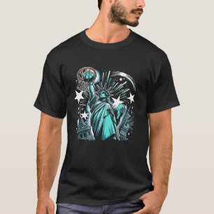 Patriotic Statue of Liberty Basketball Player 4th T-Shirt