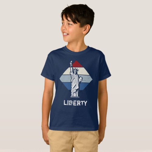 Patriotic Statue of Liberty Retro Distressed T_Shirt