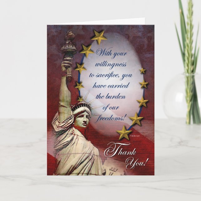 Patriotic Statue of Liberty Thank You Card (Front)