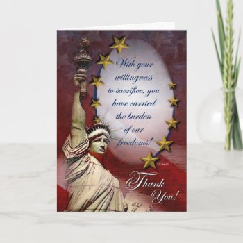 Patriotic Statue Of Liberty Thank You Card by William63 at Zazzle