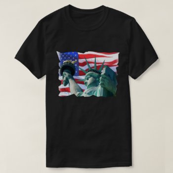 Patriotic Statue Of Liberty Waving Flag Usa T-shirt by USA_Products at Zazzle