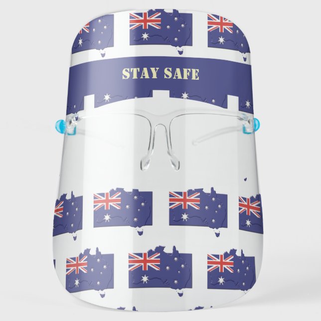 Patriotic Stay Safe AUSTRALIA FLAG Customizable Face Shield (Front)