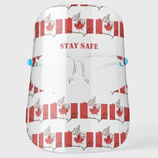 Patriotic Stay Safe CANADA FLAG Customizable Face Shield (Front)