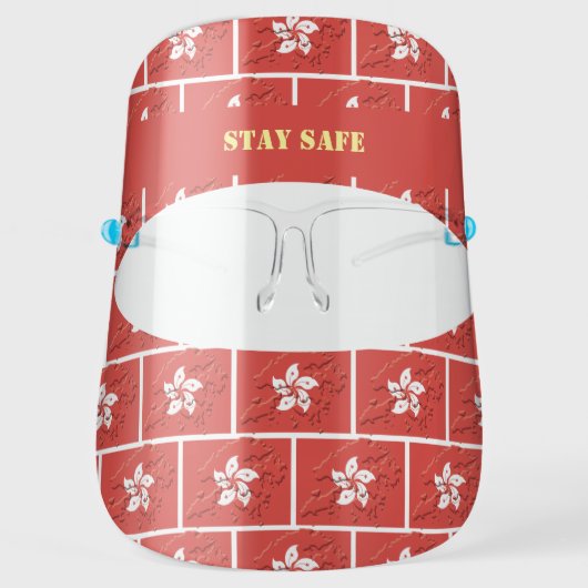 Patriotic Stay Safe HONG KONG FLAG Customizable Face Shield (Front)