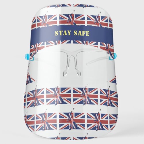Patriotic Stay Safe UK UNION JACK Customizable Face Shield