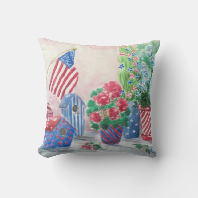 Patriotic Still Life Throw Pillow (Front)