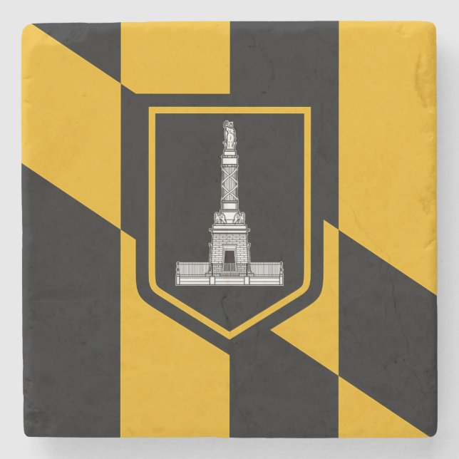 Patriotic stone coaster with Flag of Baltimore (Front)