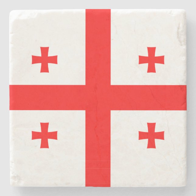 Patriotic stone coaster with Flag of Georgia (Front)
