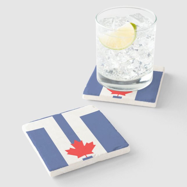 Patriotic stone coaster with Flag of Toronto (Side)