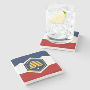 Patriotic stone coaster with Flag of Utah, USA
