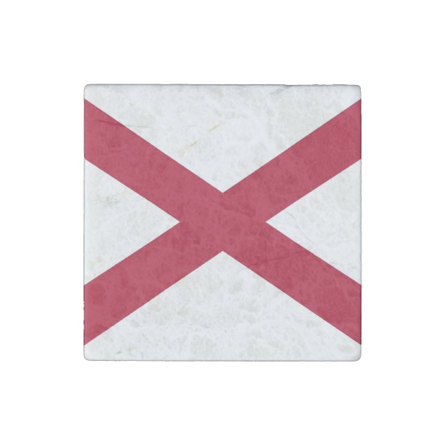 Patriotic stone magnet with Flag of Alabama (Front)
