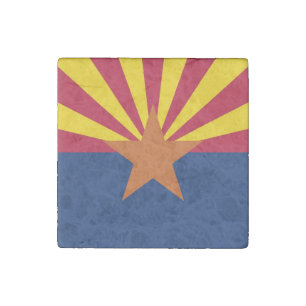 Patriotic stone magnet with Flag of Arizona
