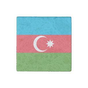 Patriotic stone magnet with Flag of Azerbaijan