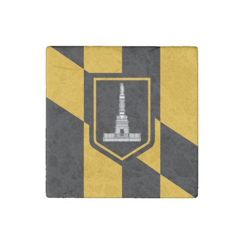 Patriotic stone magnet with Flag of Baltimore City