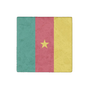 Patriotic stone magnet with Flag of Cameroon