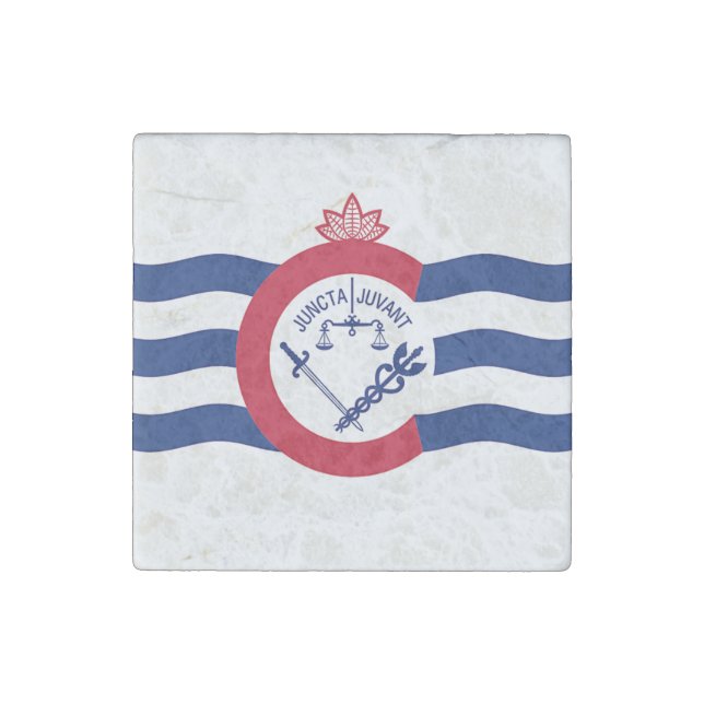 Patriotic stone magnet with Flag of Cincinnati (Front)