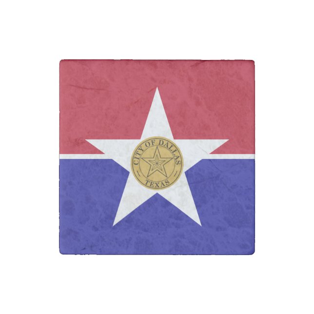 Patriotic stone magnet with Flag of Dallas (Front)
