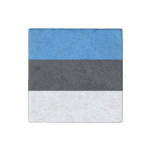 Patriotic stone magnet with Flag of Estonia