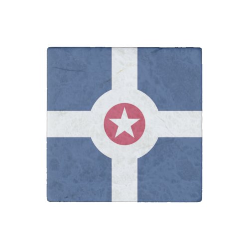 Patriotic stone magnet with Flag of Indianapolis