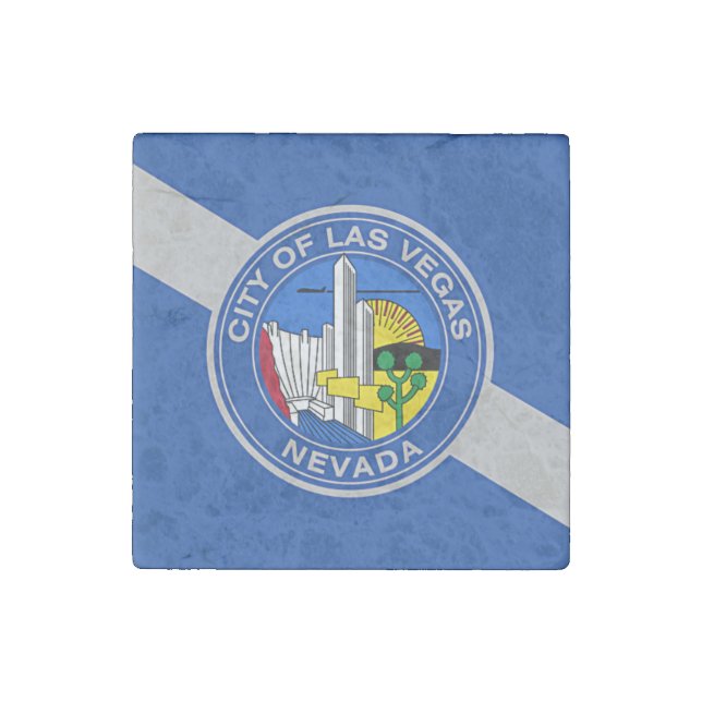 Patriotic stone magnet with Flag of Las Vegas City (Front)
