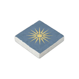 Patriotic stone magnet with Flag of Macedonia