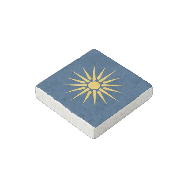 Patriotic stone magnet with Flag of Macedonia (Angled)